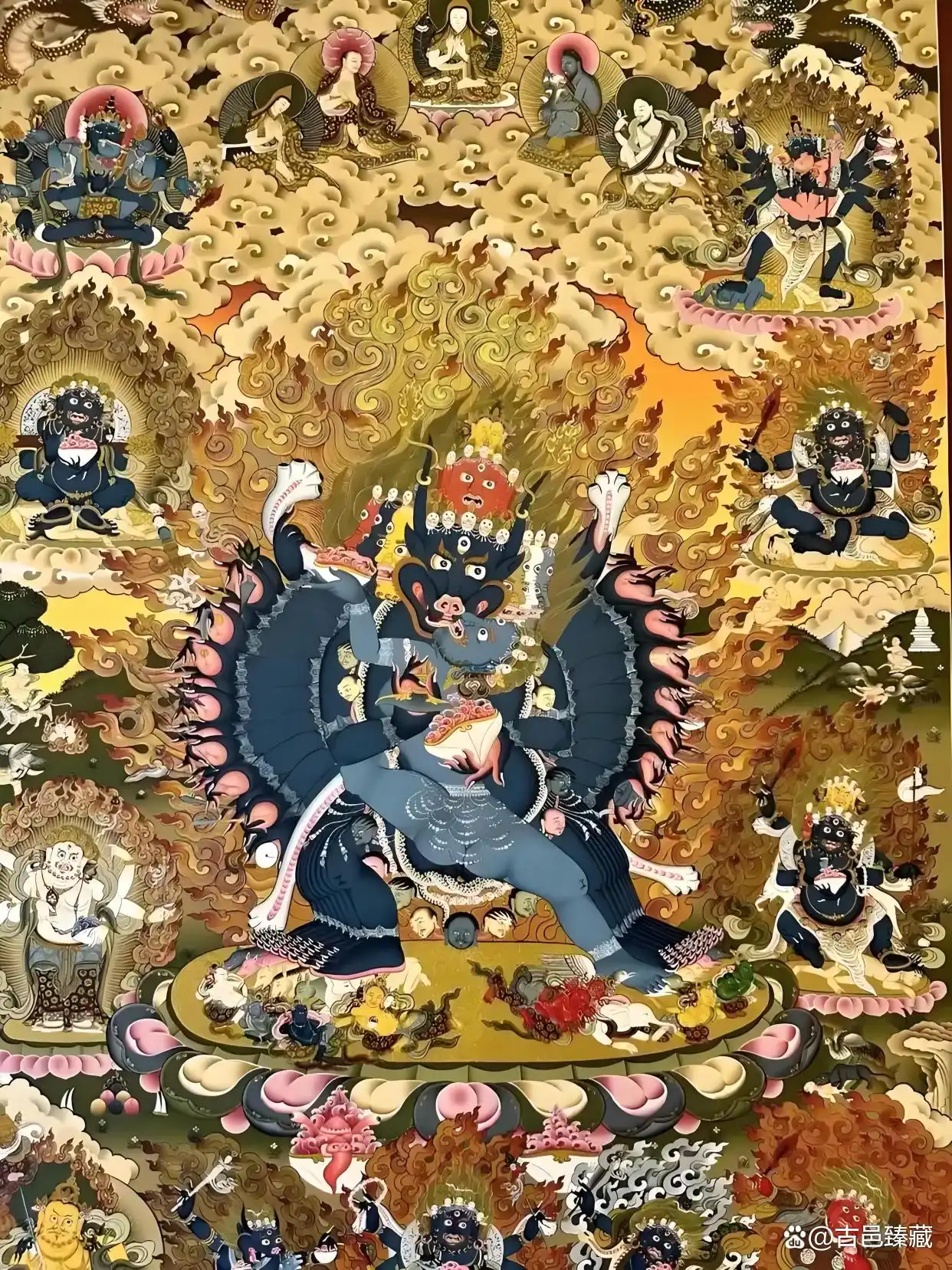 老唐卡画布老化辨新老，识破茶水染色仿老套路