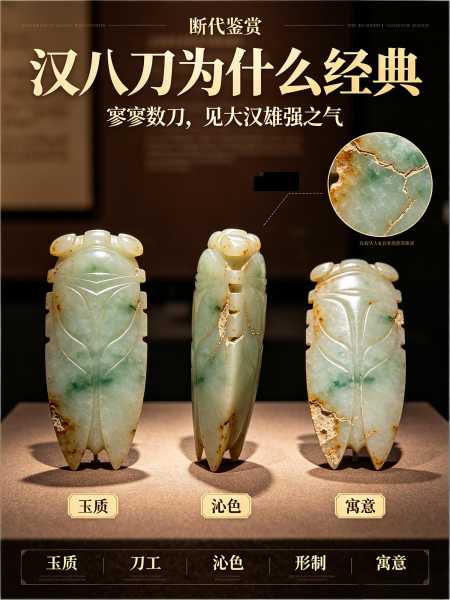 一刀藏千秋：读懂汉八刀玉蝉，对比商汉治玉工艺之辨