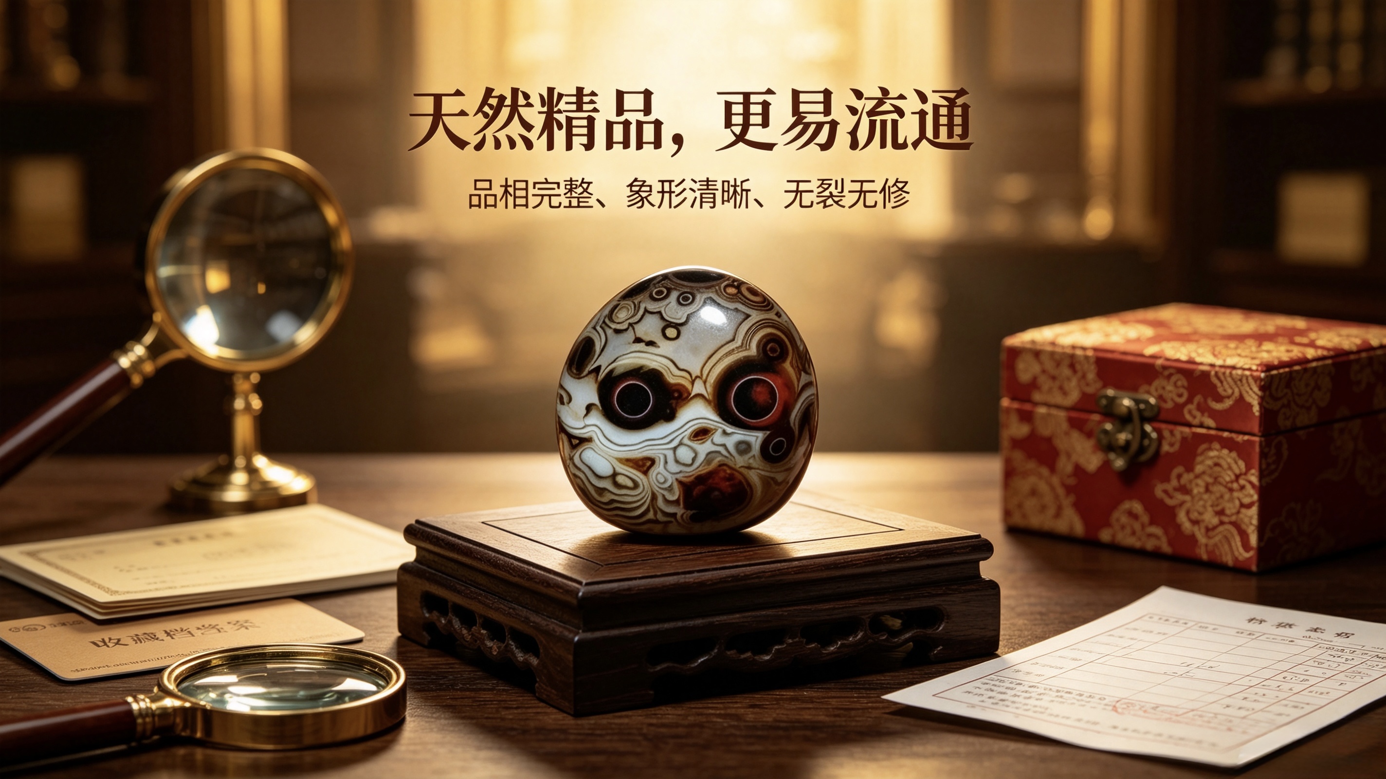 天眼缠丝玛瑙象形石：一石藏脸谱，戈壁亿万年天成的画面奇石