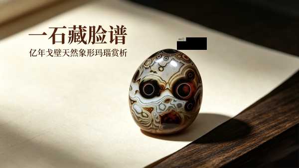 天眼缠丝玛瑙象形石：一石藏脸谱，戈壁亿万年天成的画面奇石
