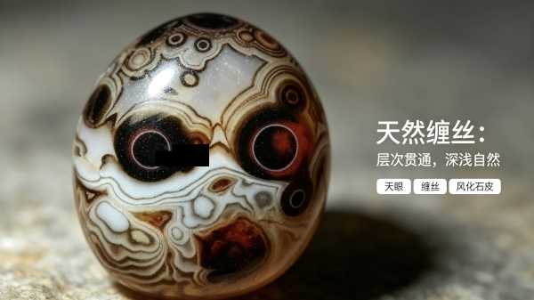 天眼缠丝玛瑙象形石：一石藏脸谱，戈壁亿万年天成的画面奇石