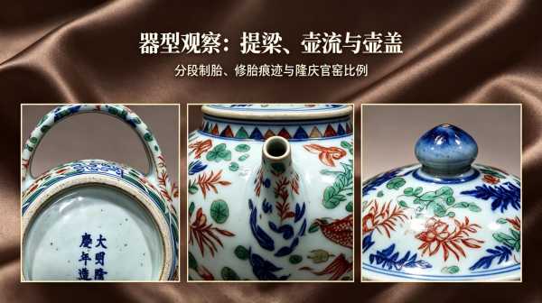 大明隆庆款青花五彩鱼藻纹提梁壶工艺与鉴定要点详解