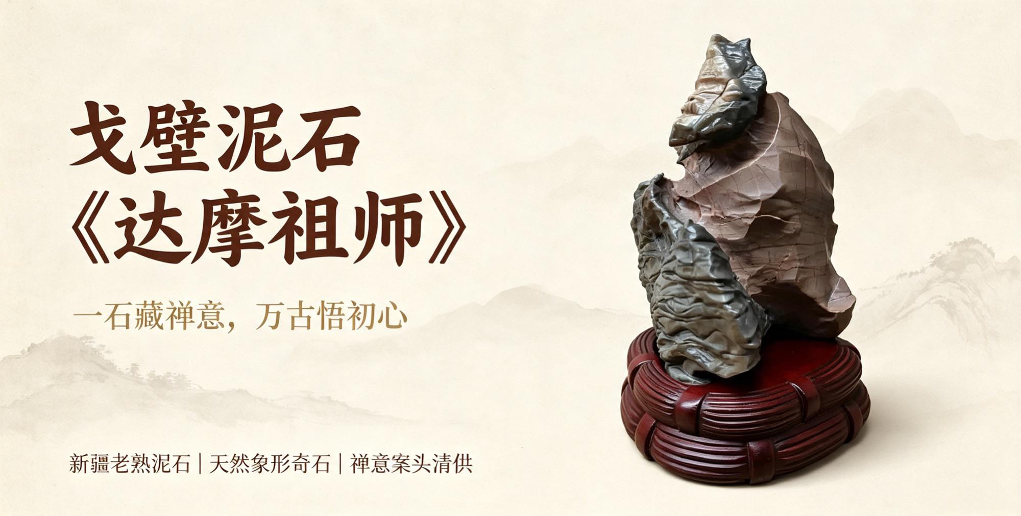 戈壁泥石《达摩祖师》：一石藏禅意，万古悟初心