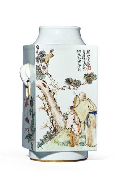 清晚清浅绛彩瓷，文人笔墨落于瓷面